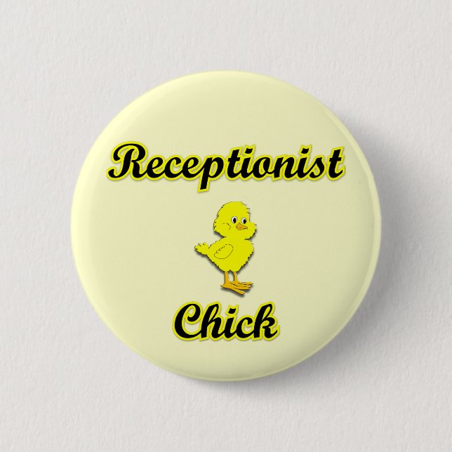 Badge Rond 5 Cm Poussin de réceptionniste (Devant)