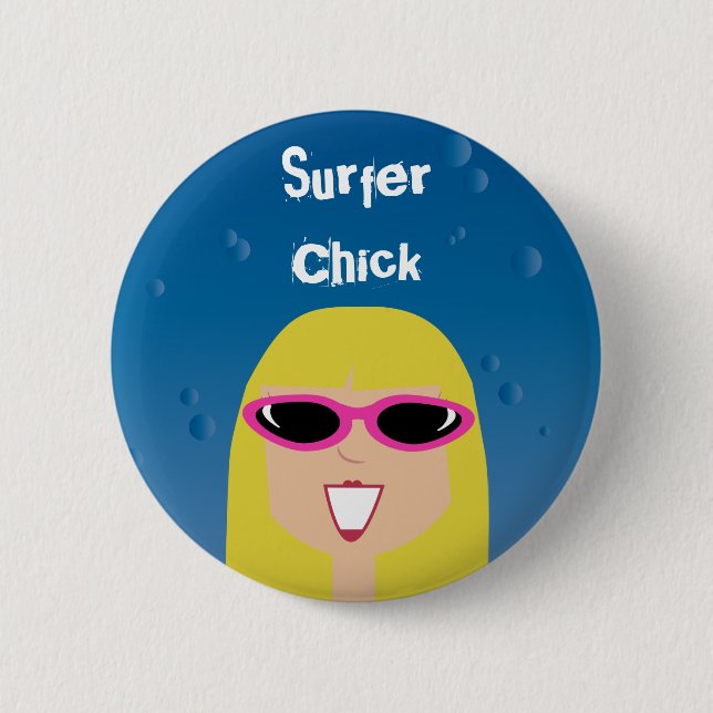 Badge Rond 5 Cm Poussin de surfer avec des lunettes de soleil (Devant)
