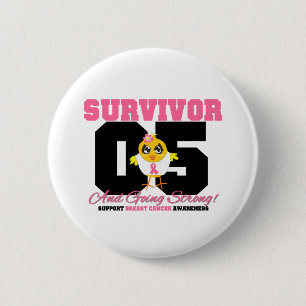Badge Rond 5 Cm Poussin de survivant de cancer du sein 05 ans