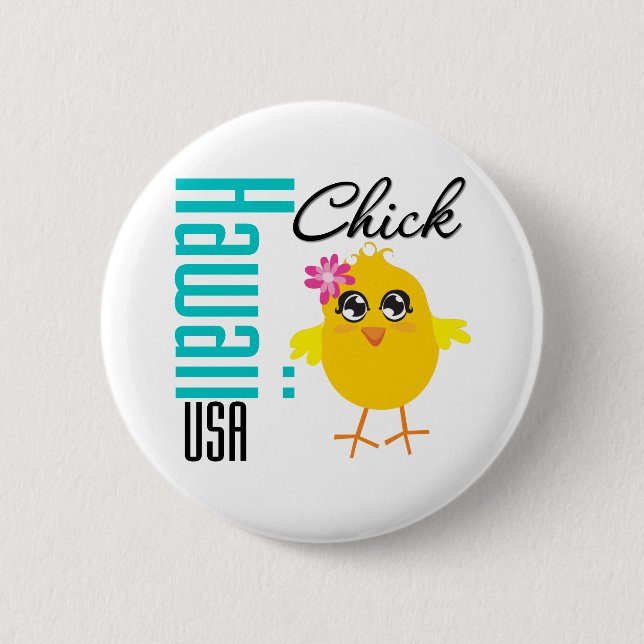 Badge Rond 5 Cm Poussin d'Hawaï Etats-Unis (Devant)