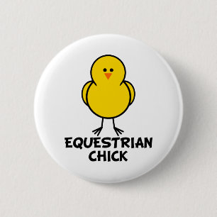 Badge Rond 5 Cm Poussin équestre