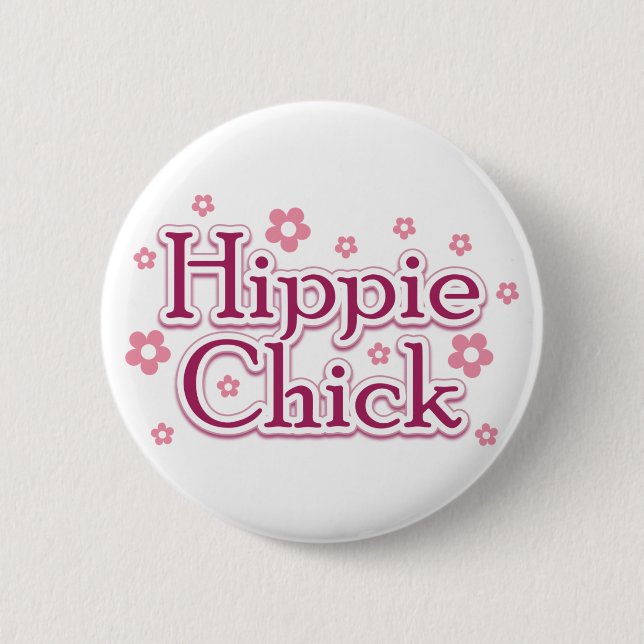 Badge Rond 5 Cm Poussin hippie (Devant)
