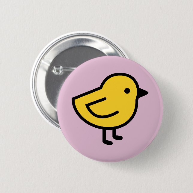 Badge Rond 5 Cm Poussin jaune sur un fond rose (Devant & derrière)