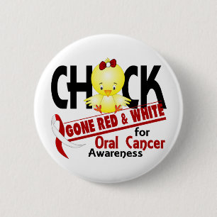 Badge Rond 5 Cm Poussin oral de Cancer allé rouge et blanc 2