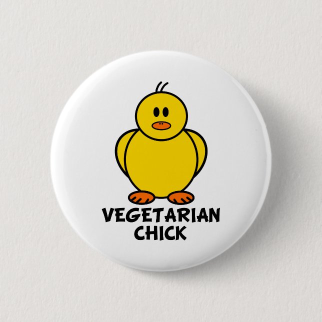 Badge Rond 5 Cm Poussin végétarien (Devant)