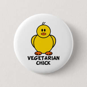 Badge Rond 5 Cm Poussin végétarien