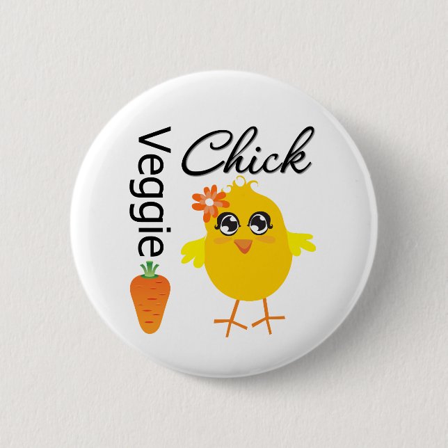 Badge Rond 5 Cm Poussin végétarien (Devant)