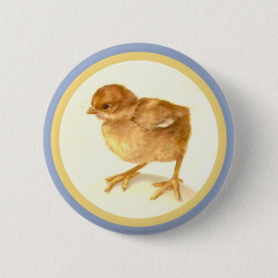 Badge Rond 5 Cm Poussin vintage de bébé de Pâques