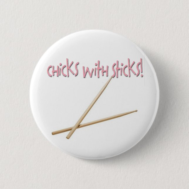Badge Rond 5 Cm Poussins avec des bâtons (Devant)