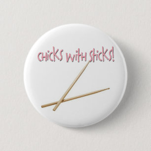 Badge Rond 5 Cm Poussins avec des bâtons