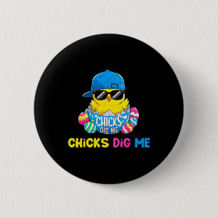 Badge Rond 5 Cm Poussins de jour de Pâques Me Creuse Chapeau Cool