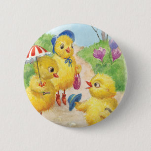 Badge Rond 5 Cm Poussins de Noastalgic Pâques