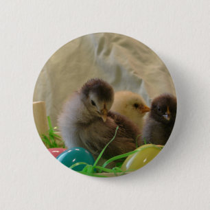 Badge Rond 5 Cm Poussins de Pâques