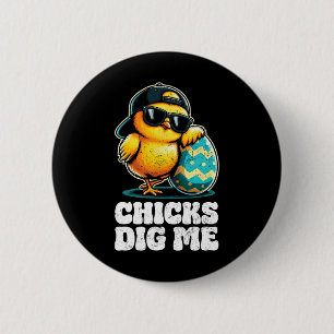 Badge Rond 5 Cm Poussins de Pâques m'aiment pour enfants garçons a