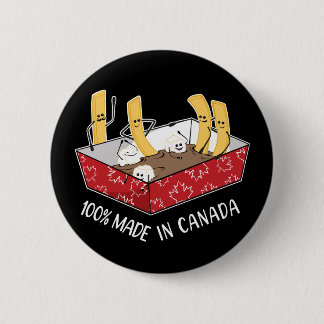 Badge Rond 5 Cm Poutine "Fabriqué Au Canada" Fries Françaises