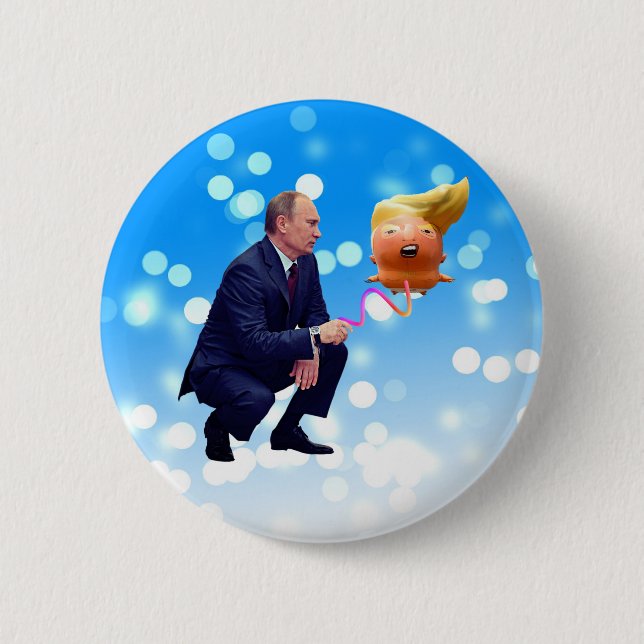 Badge Rond 5 Cm Poutine Joue Avec Ballon Trump (Devant)
