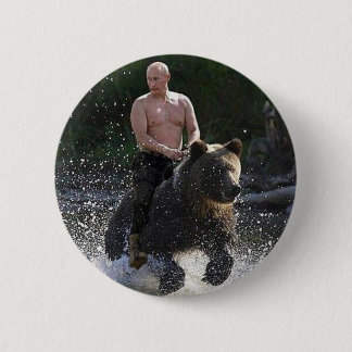 Badge Rond 5 Cm Poutine monte un ours !