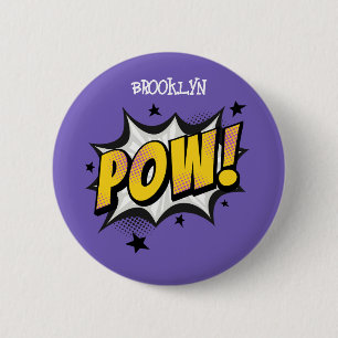 Badge Rond 5 Cm Pow fun pop art style comique typographie légende
