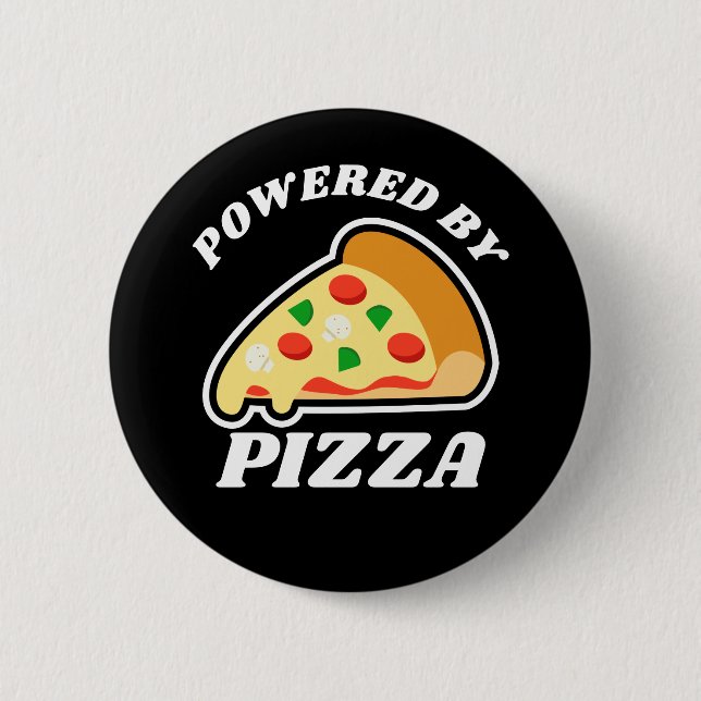 Badge Rond 5 Cm 'Powered by Pizza' pizza lover's (Devant)