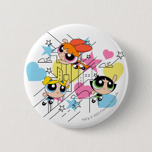 Badge Rond 5 Cm Powerpuff Girls Townsville Pattern