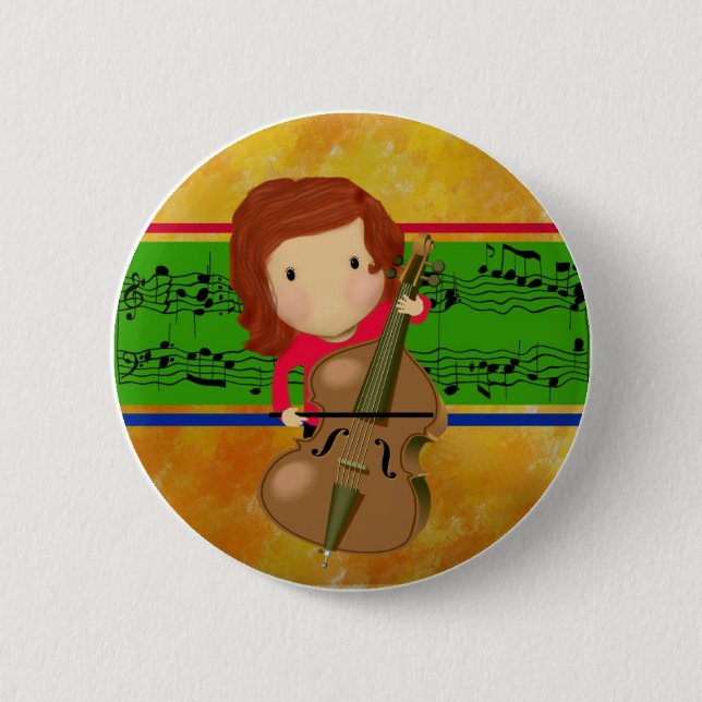 Badge Rond 5 Cm Pratique en matière de violoncelle (Devant)