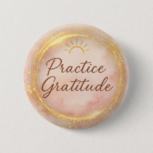 Badge Rond 5 Cm Pratiquez la Gratitude Aquarelle Lever de Soleil S