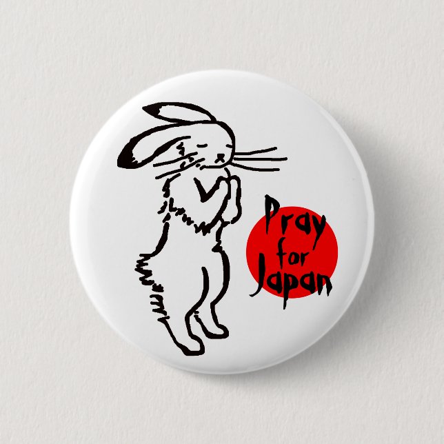 Badge Rond 5 Cm Pray for Japan(1 rabbit) (Devant)