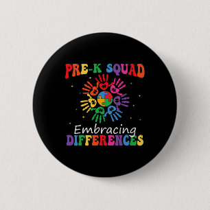 Badge Rond 5 Cm Pré K Squad Accepter les différences Autisme Sped