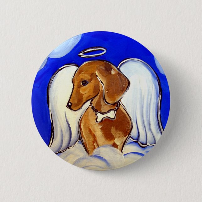 Badge Rond 5 Cm " Precieux dachshund Angel Pins d'art pour animaux (Devant)