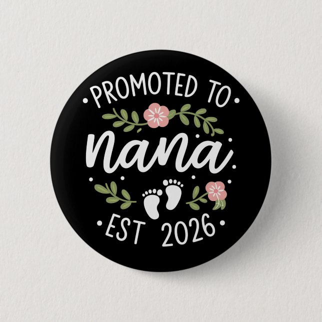 Badge Rond 5 Cm Pregnancy Announcement Promoted to Nana 2026  (Devant)