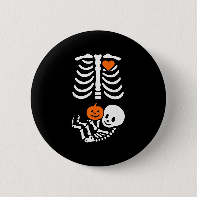 Badge Rond 5 Cm Pregnant Skeleton Baby Bump Funny Halloween Tee  (Devant)