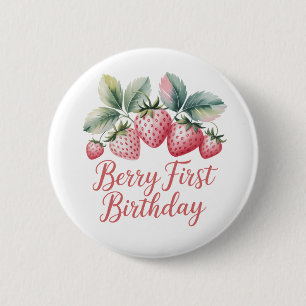 Badge Rond 5 Cm Premier anniversaire de Berry Strawberry One Sweet