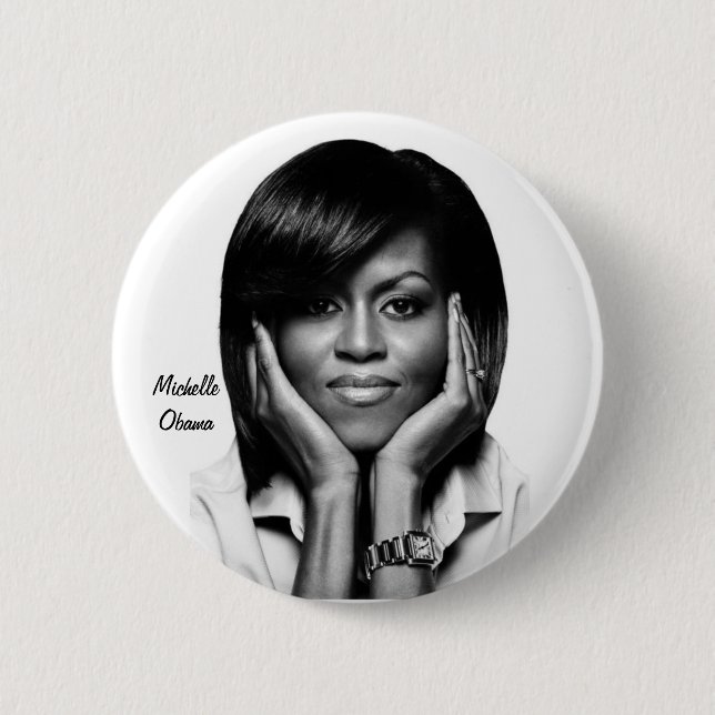 Badge Rond 5 Cm PREMIER bouton de DAME MICHELLE OBAMA (Devant)