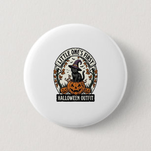 Badge Rond 5 Cm Premier costume d'Halloween Vintage Chat Noir Citr