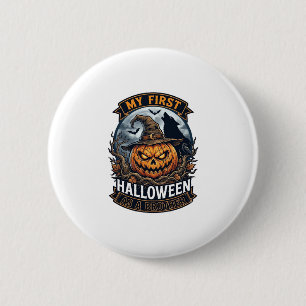 Badge Rond 5 Cm Premier Halloween en tant que frère Pumpkin Wolf M