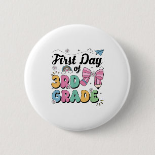 Badge Rond 5 Cm Premier Jour De 3E Année Crayon Enseignants Filles
