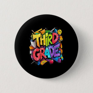 Badge Rond 5 Cm Premier jour de troisième année bouquet floral pou