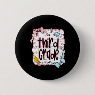 Badge Rond 5 Cm Premier Jour De Troisième Année Coquette Bow Pour 