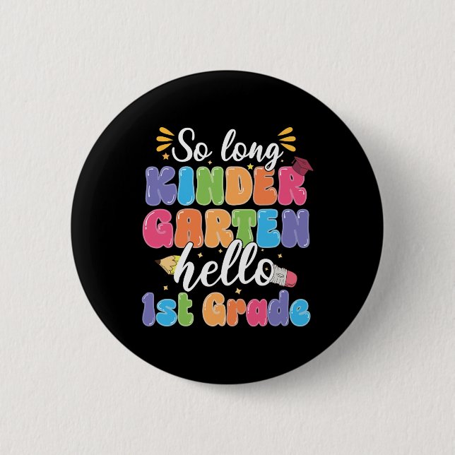 Badge Rond 5 Cm Premier Jour D'école Au Revoir Maternelle Bonjour  (Devant)