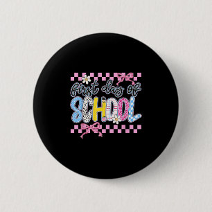 Badge Rond 5 Cm Premier Jour D'école Floral Coquette Arc Prescolai