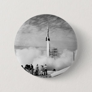 Badge Rond 5 Cm Premier lancement de Rocket, Cap Canaveral,