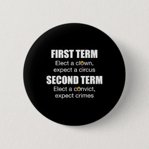 Badge Rond 5 Cm Premier Mandat Électer Un Clown S'Attend À Un Cirq