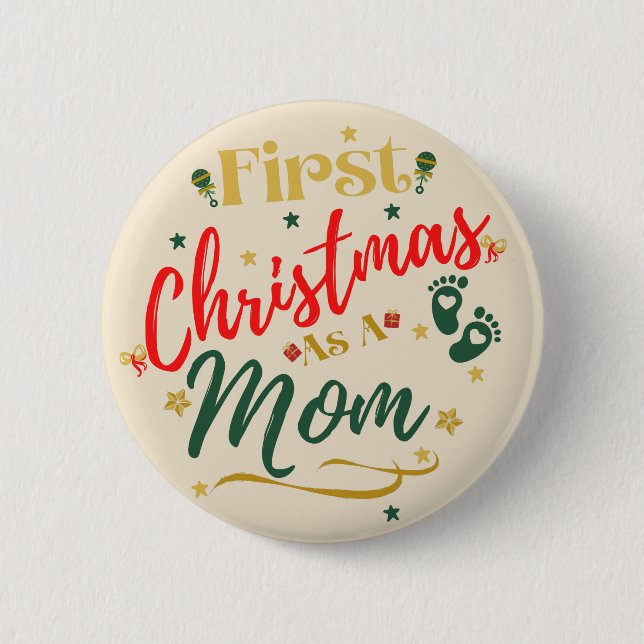 Badge Rond 5 Cm Premier Noël en maman (Devant)