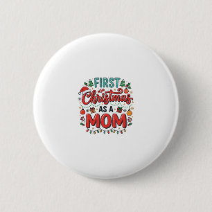 Badge Rond 5 Cm Premier Noël en tant que maman, conception de vaca
