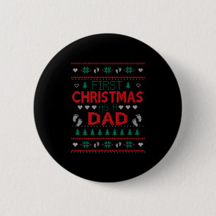 Badge Rond 5 Cm Premier Noël en tant que papa drôle de Noël assort