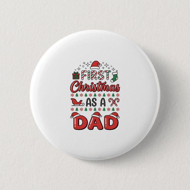 Badge Rond 5 Cm Premier Noël Papa Fêtes (Devant)