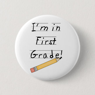 Badge Rond 5 Cm Première catégorie rayée de papier et de crayon
