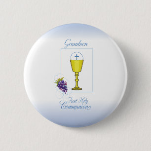 Badge Rond 5 Cm Première communion du petit-fils, calice avec host