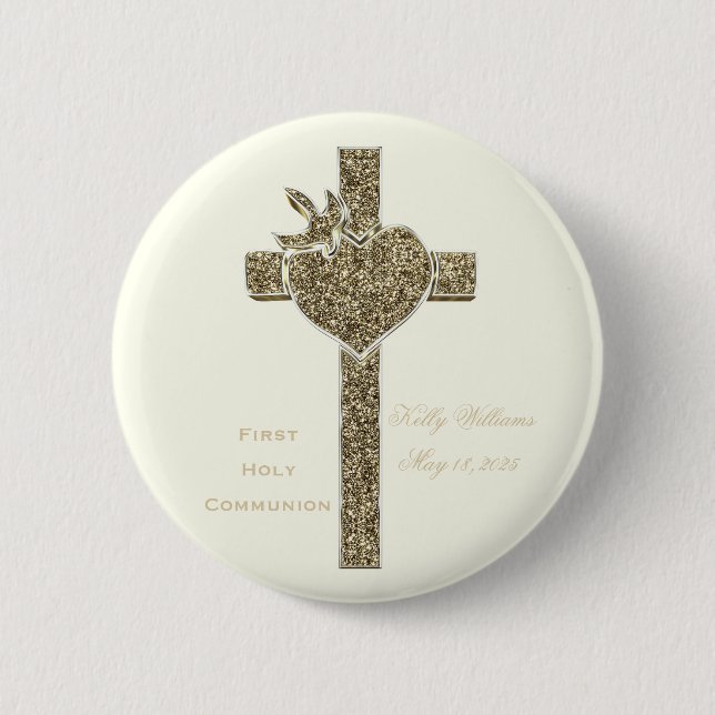 Badge Rond 5 Cm Première sainte communion ou votre événement (Devant)