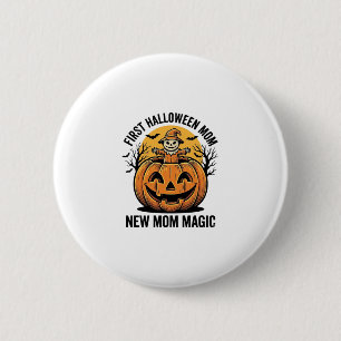 Badge Rond 5 Cm Première T-shirt Mom Vintage Pumpkin Bat Halloween